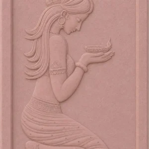 Welcome Lady Panel carved from natural sandstone