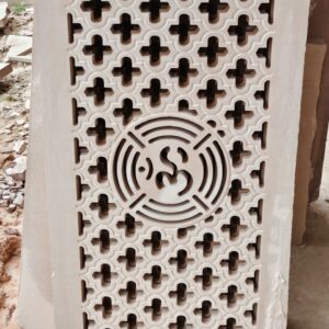 2 x 3 Ft Sandstone Jali with Decorative Pattern & Om (ॐ) Design