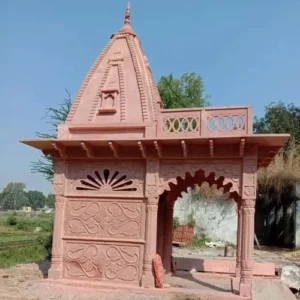 Red stone temple 6x12x18 with traditional stone carving
